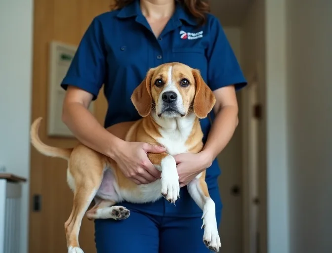 Technician respectfully transporting a deceased dog in Doncaster East